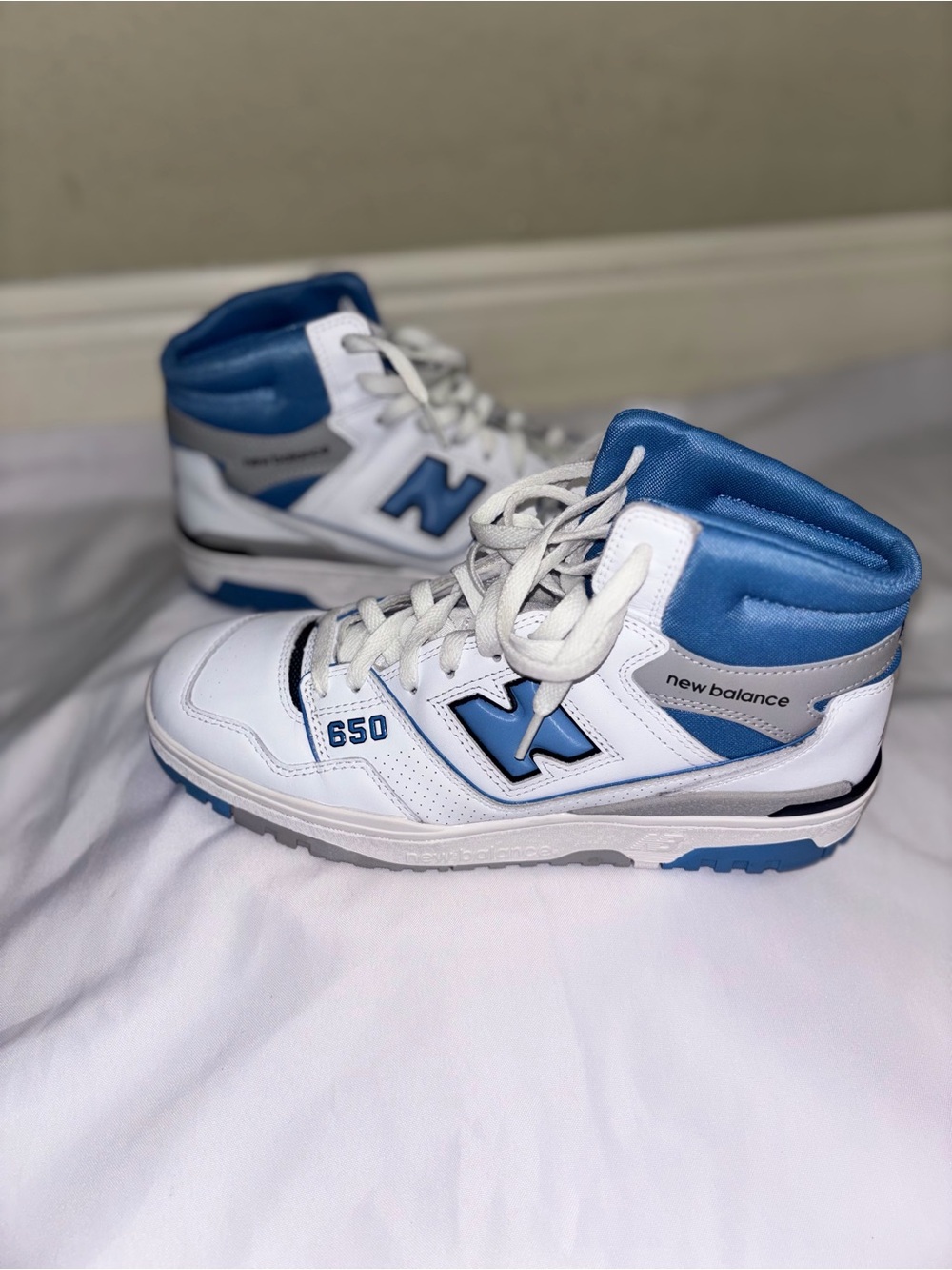 New Balance 650R BB650RCK Men's White/Blue Leather High Top Size (US) 10
